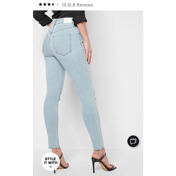 Express Light Wash Low Rise Skinny Distressed Jeans - Picture 4 of 13